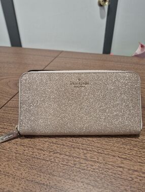 NWOT Kate Spade Shimmy Glitter Large Continental Wallet In Rose Gold